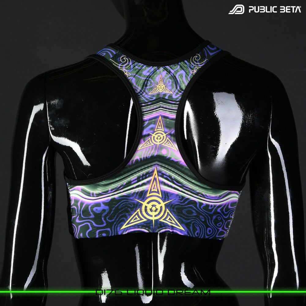 Public Beta Wear Liquid Dream Active Top Psytrance Blacklight Festival  Wear