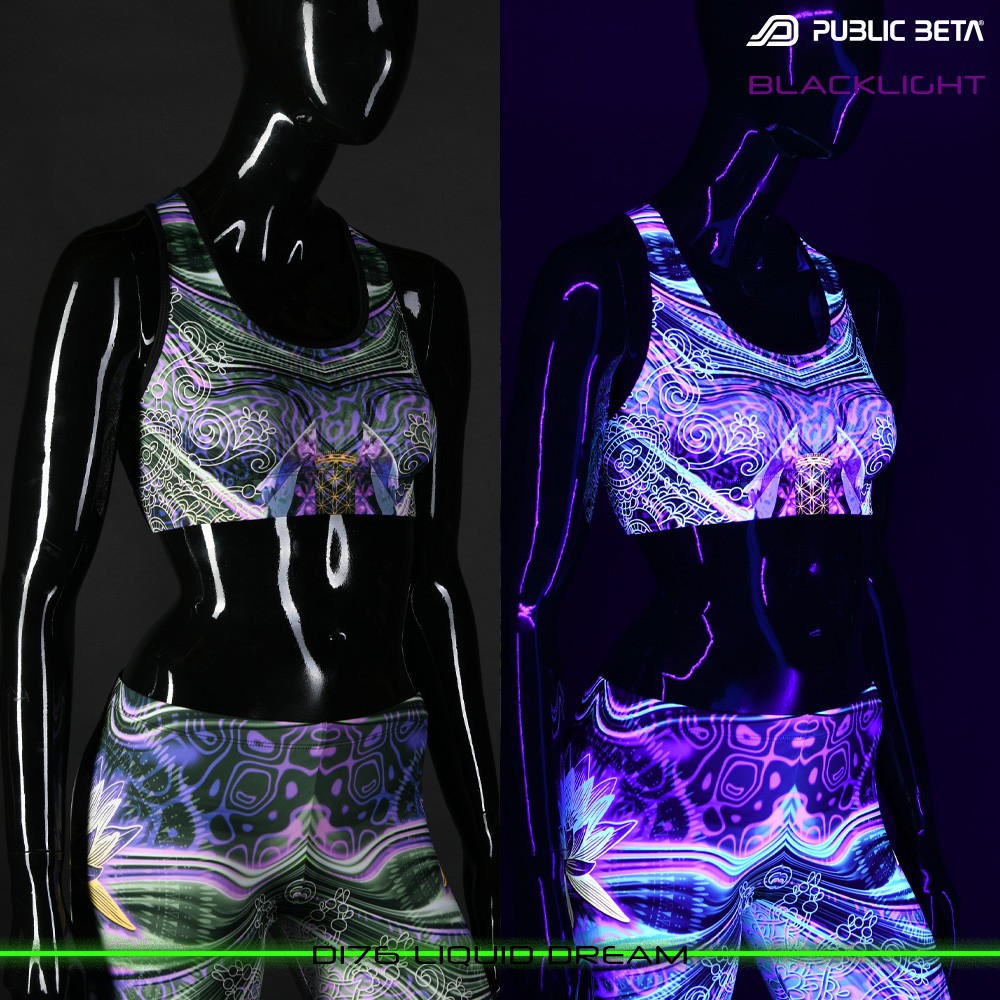 Public Beta Wear Liquid Dream Active Top Psytrance Blacklight Festival  Wear