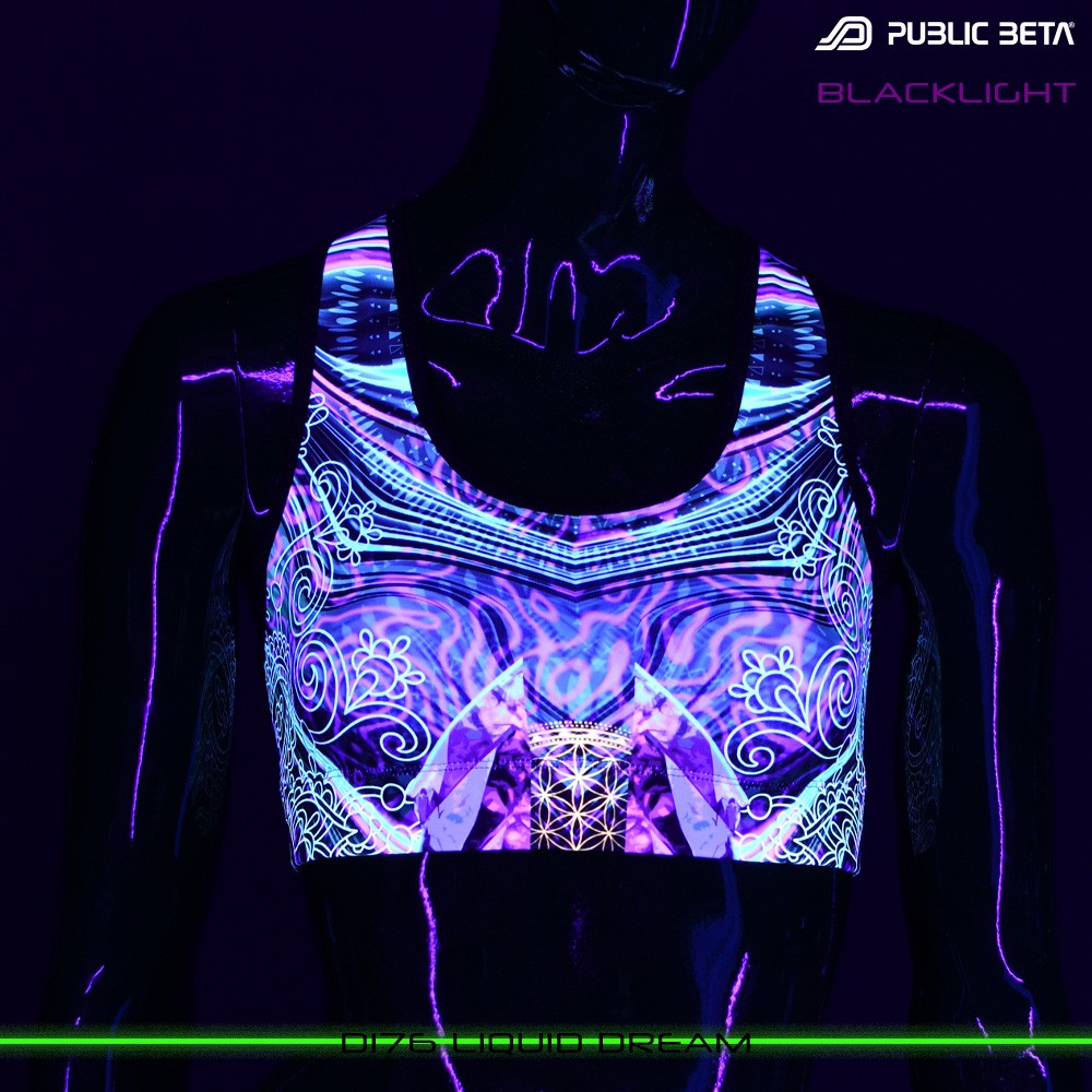 Public Beta Wear Liquid Dream Active Top Psytrance Blacklight Festival  Wear
