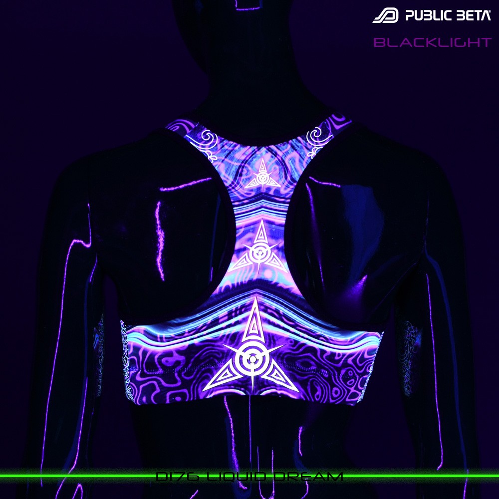 Public Beta Wear Liquid Dream Active Top Psytrance Blacklight Festival  Wear