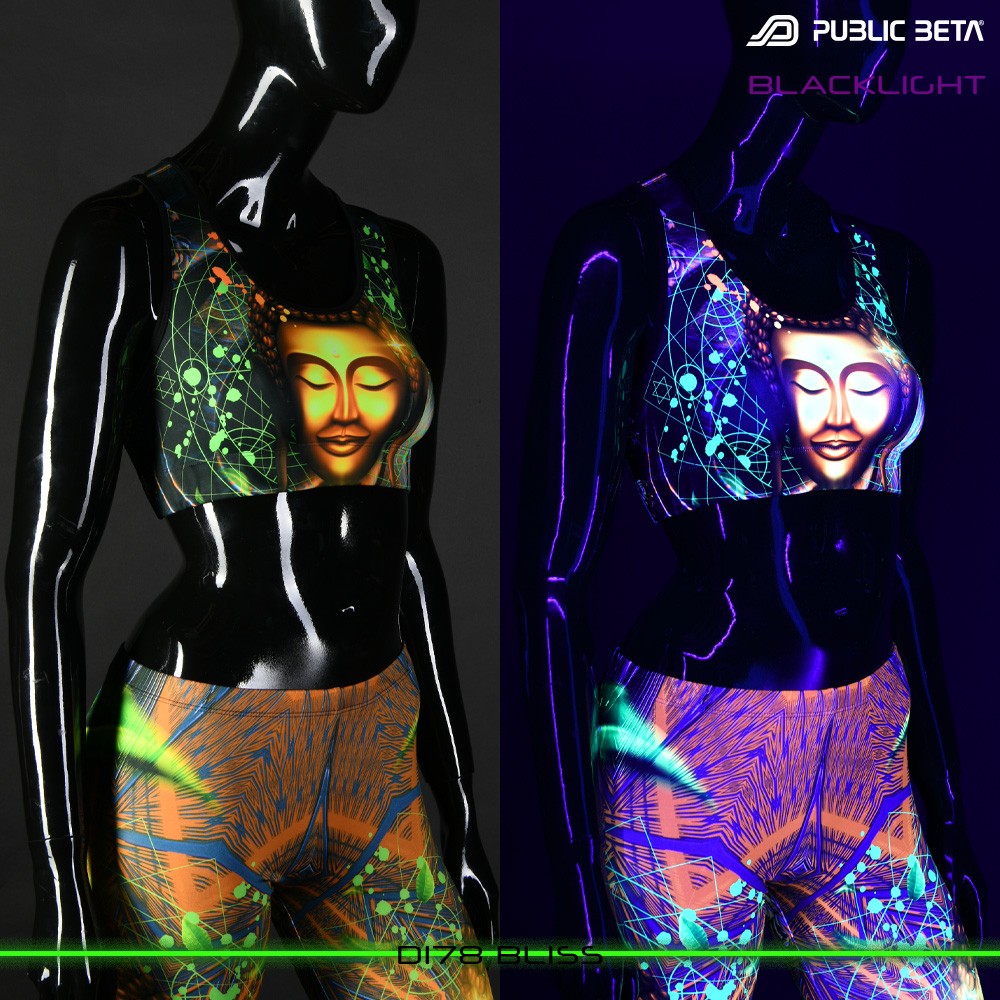 Public Beta Wear Bliss Psytrance Blacklight Active Top Festival Wear