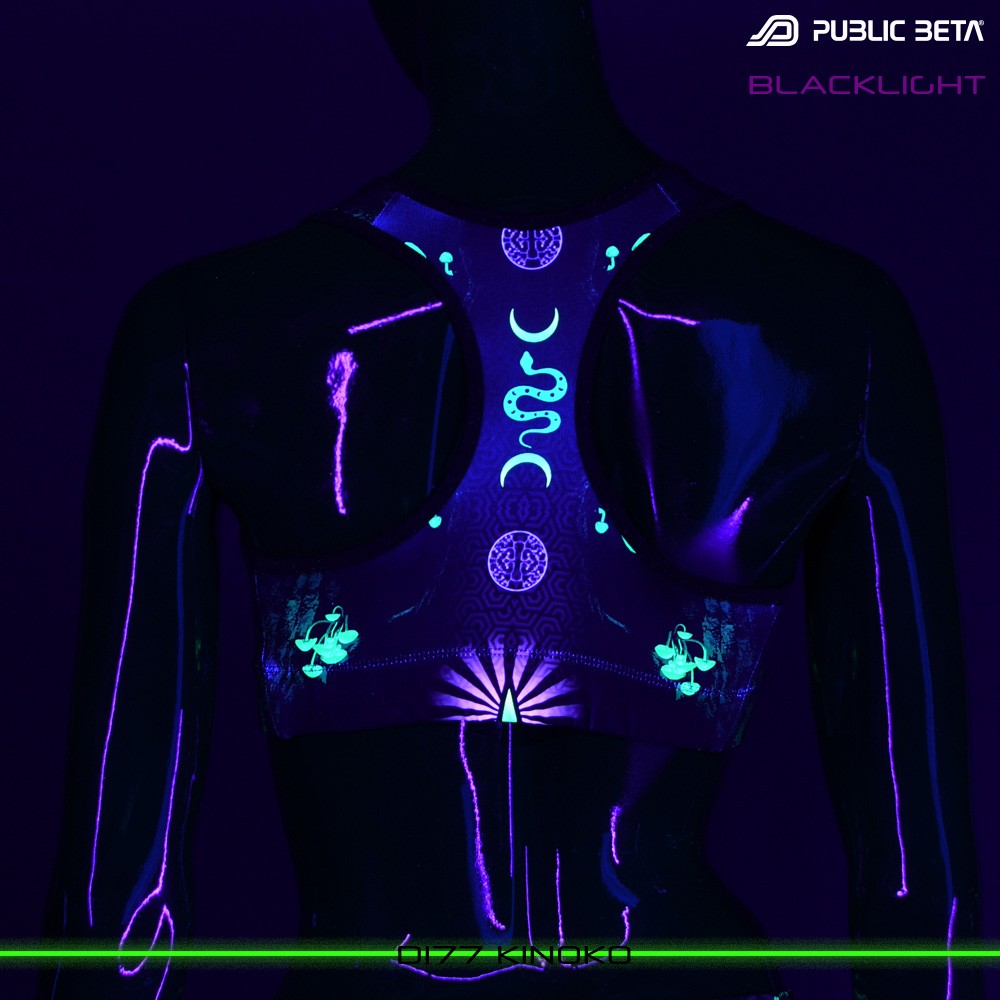 Public Beta Wear Kinoko Active Top Blacklight Psytrance Wear