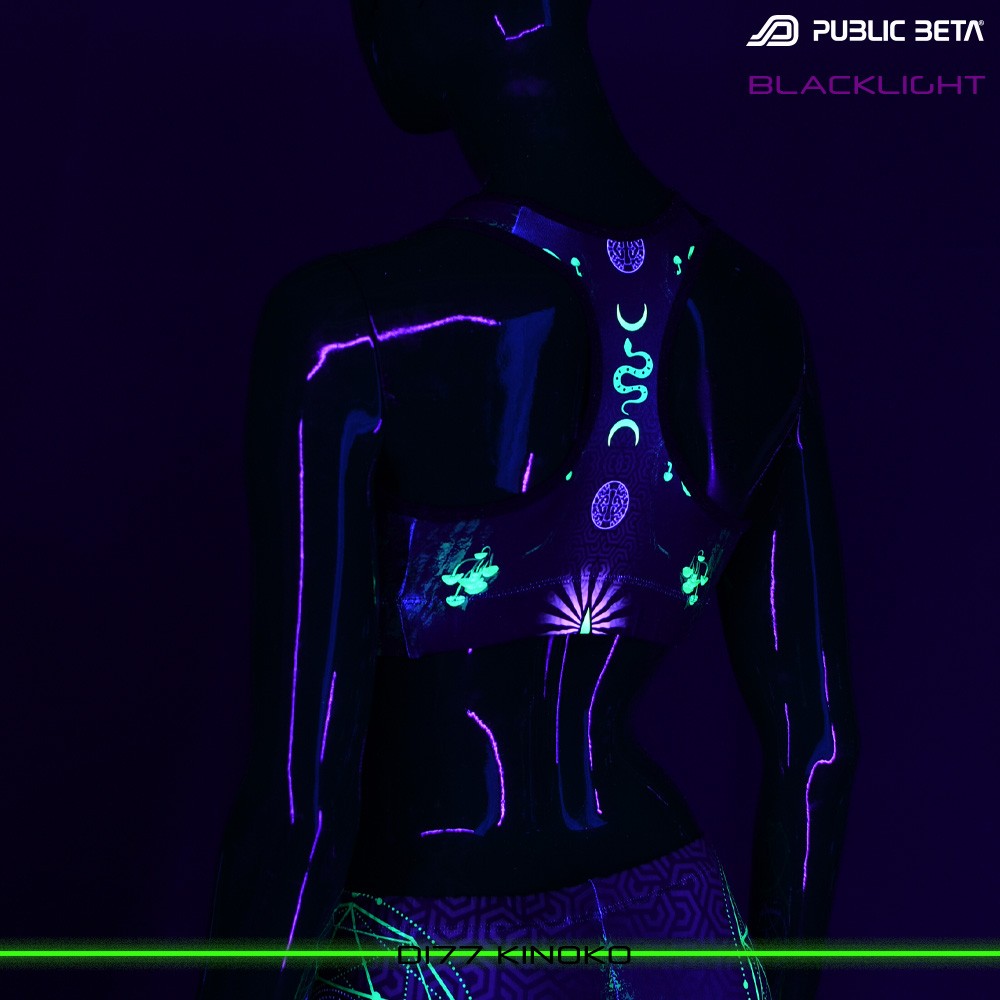 Public Beta Wear Kinoko Active Top Blacklight Psytrance Wear