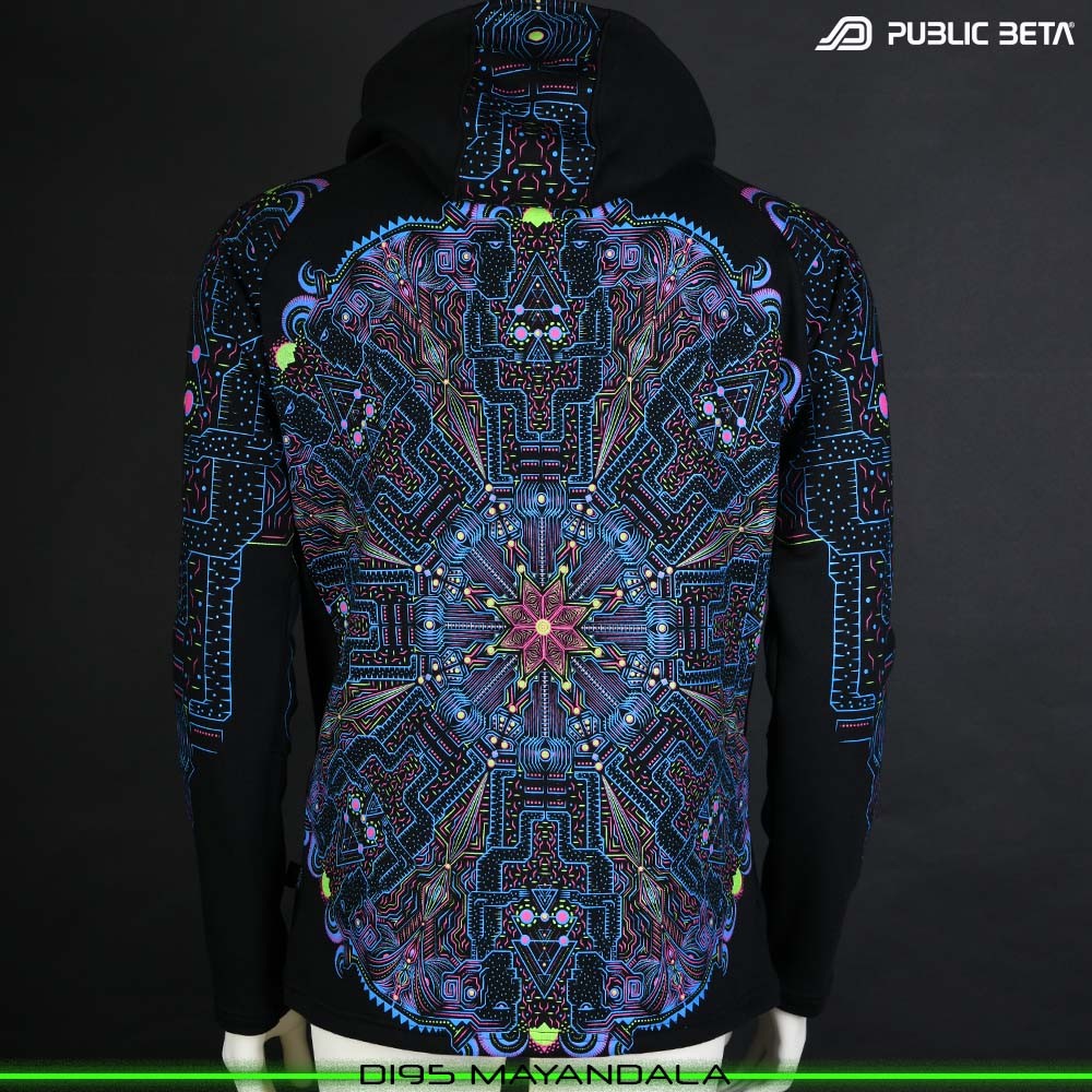 MayanDala Blacklight Sweater PsyArt Psytrance Wear by Public Beta