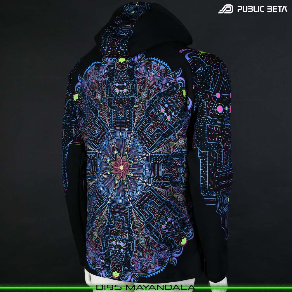 MayanDala Blacklight Sweater PsyArt Psytrance Wear by Public Beta