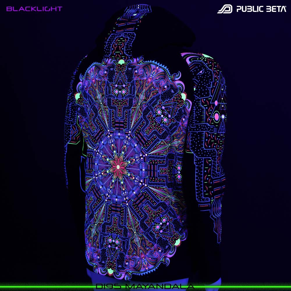 MayanDala Blacklight Sweater PsyArt Psytrance Wear by Public Beta