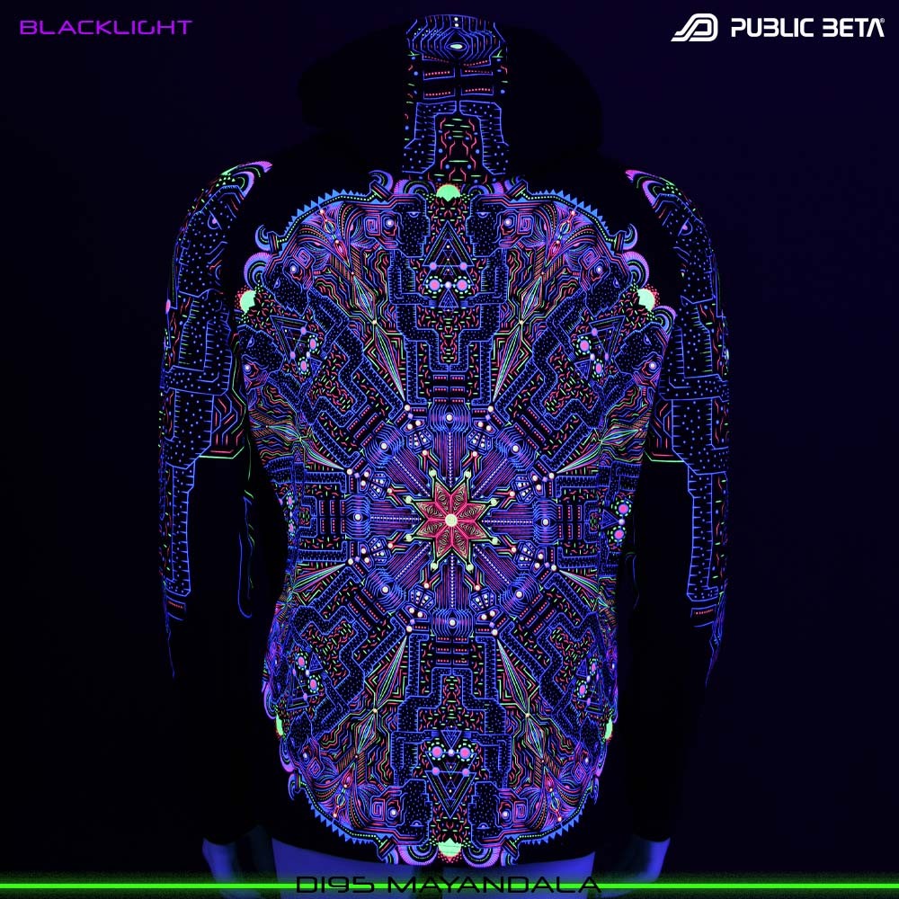MayanDala Blacklight Sweater PsyArt Psytrance Wear by Public Beta
