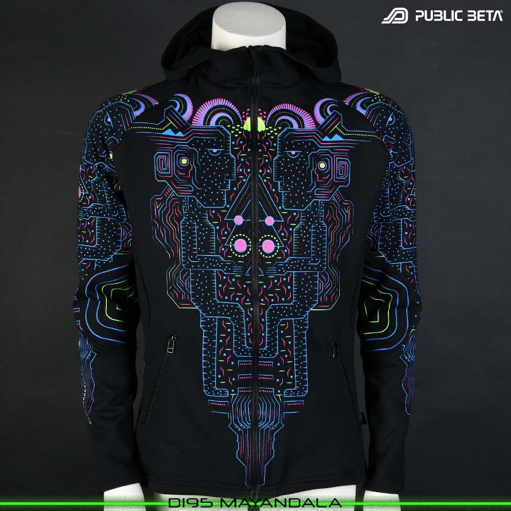 MayanDala Blacklight Sweater PsyArt Psytrance Wear by Public Beta
