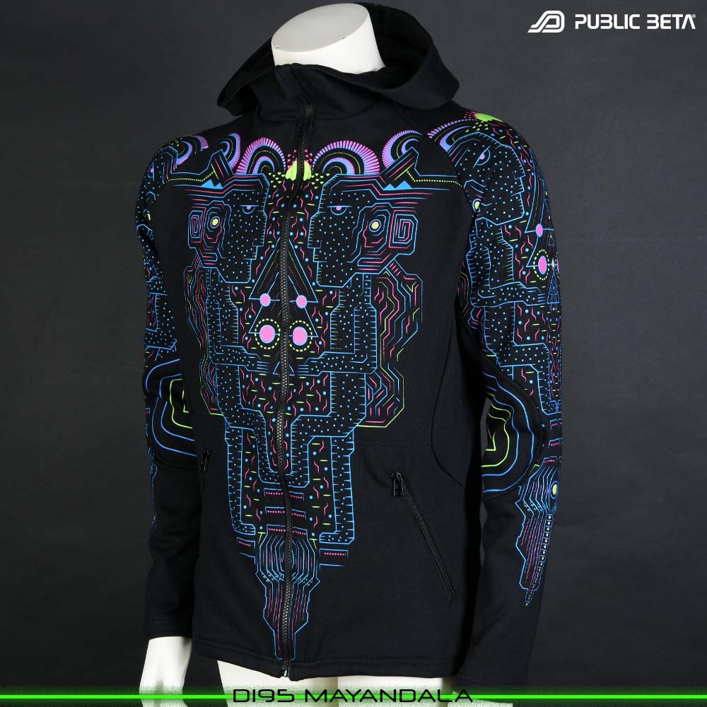MayanDala Blacklight Sweater PsyArt Psytrance Wear by Public Beta
