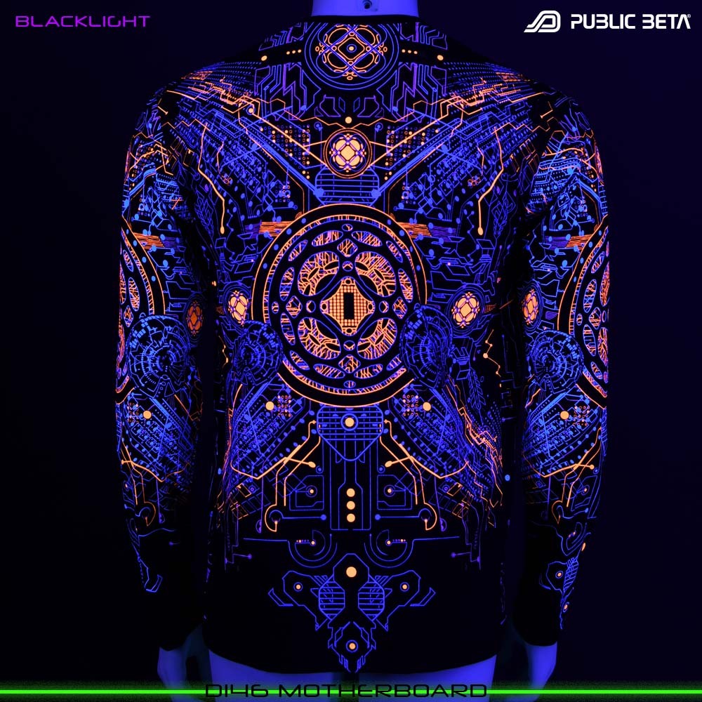 Motherboard blacklight art psytrance wear longsleeve by Public Beta Wear