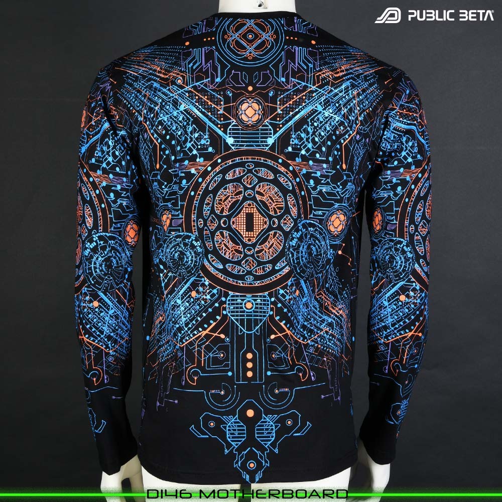 Motherboard blacklight art psytrance wear longsleeve by Public Beta Wear