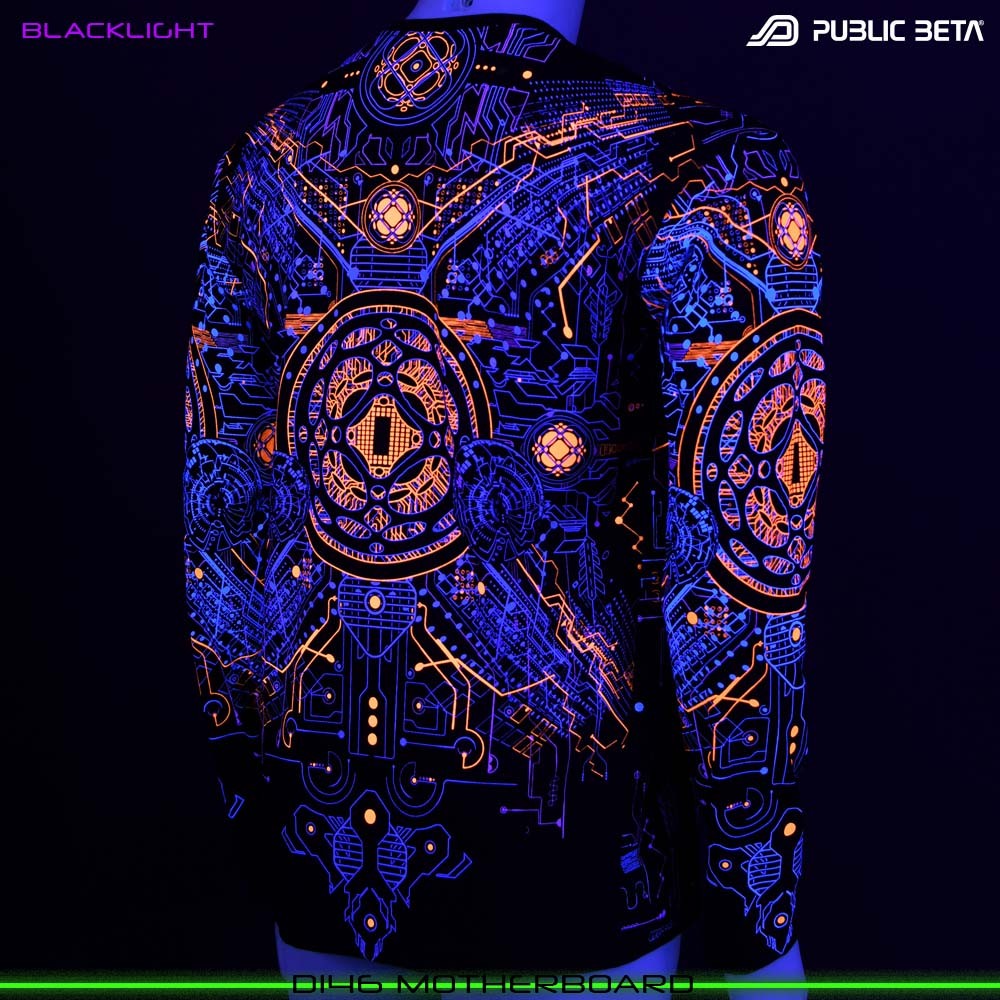 Motherboard blacklight art psytrance wear longsleeve by Public Beta Wear