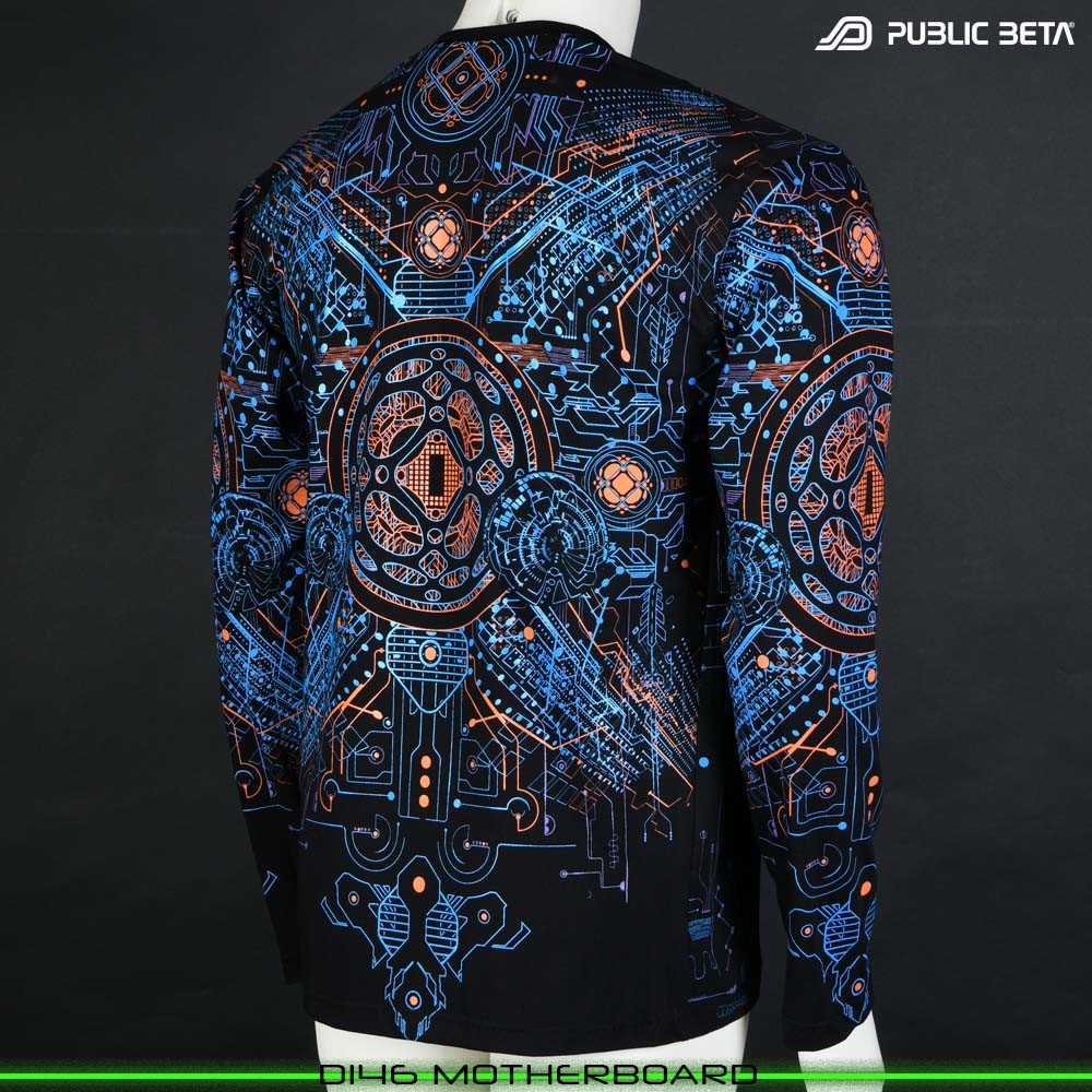 Motherboard blacklight art psytrance wear longsleeve by Public Beta Wear