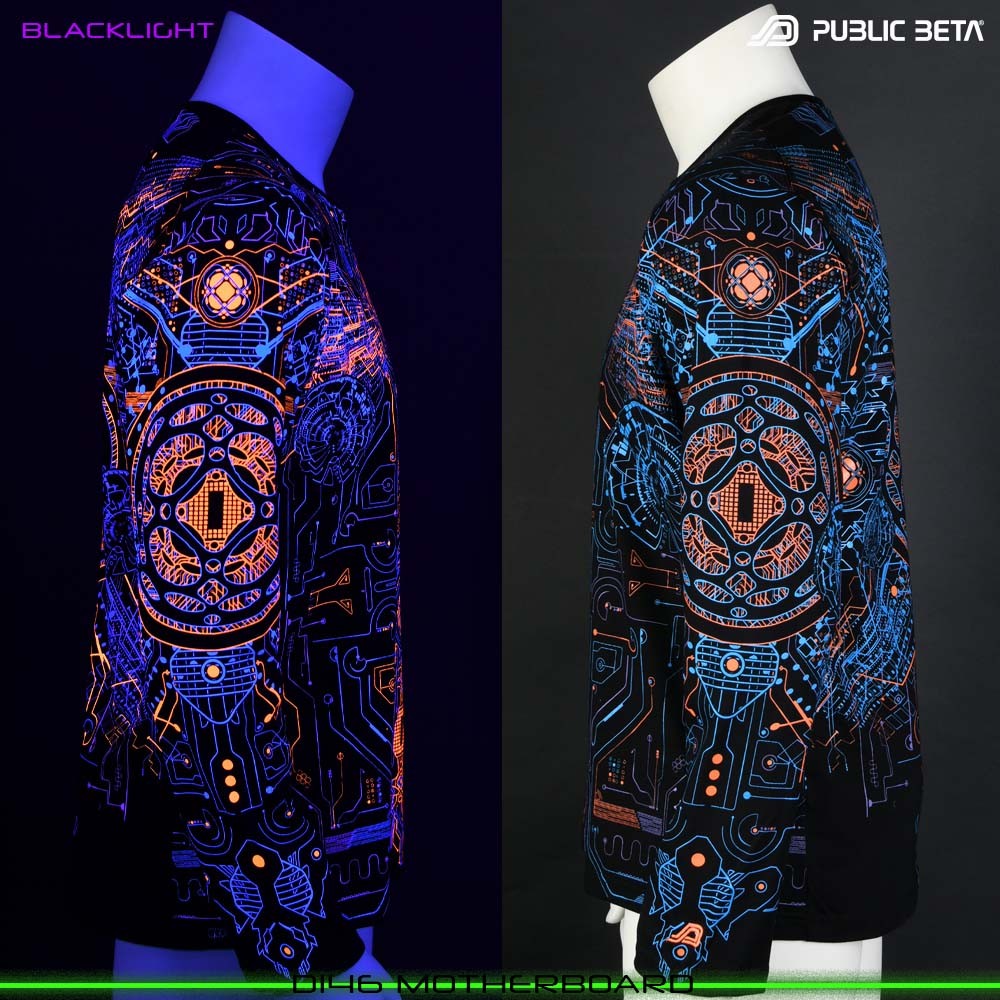 Motherboard blacklight art psytrance wear longsleeve by Public Beta Wear