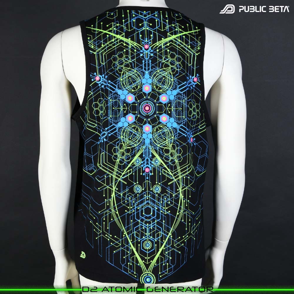 Atomic Generator Futuristic Psychedelic Print. Glow in Blacklight Psytrance Clothing