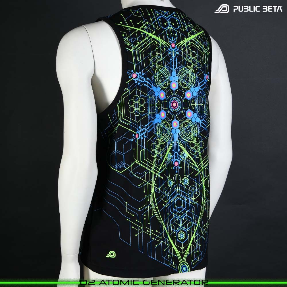 Atomic Generator Futuristic Psychedelic Print. Glow in Blacklight Psytrance Clothing
