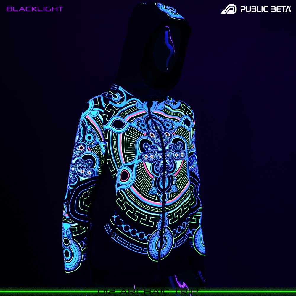 Archaic Trip D12 / Glow in Blacklight Hooded Sweater