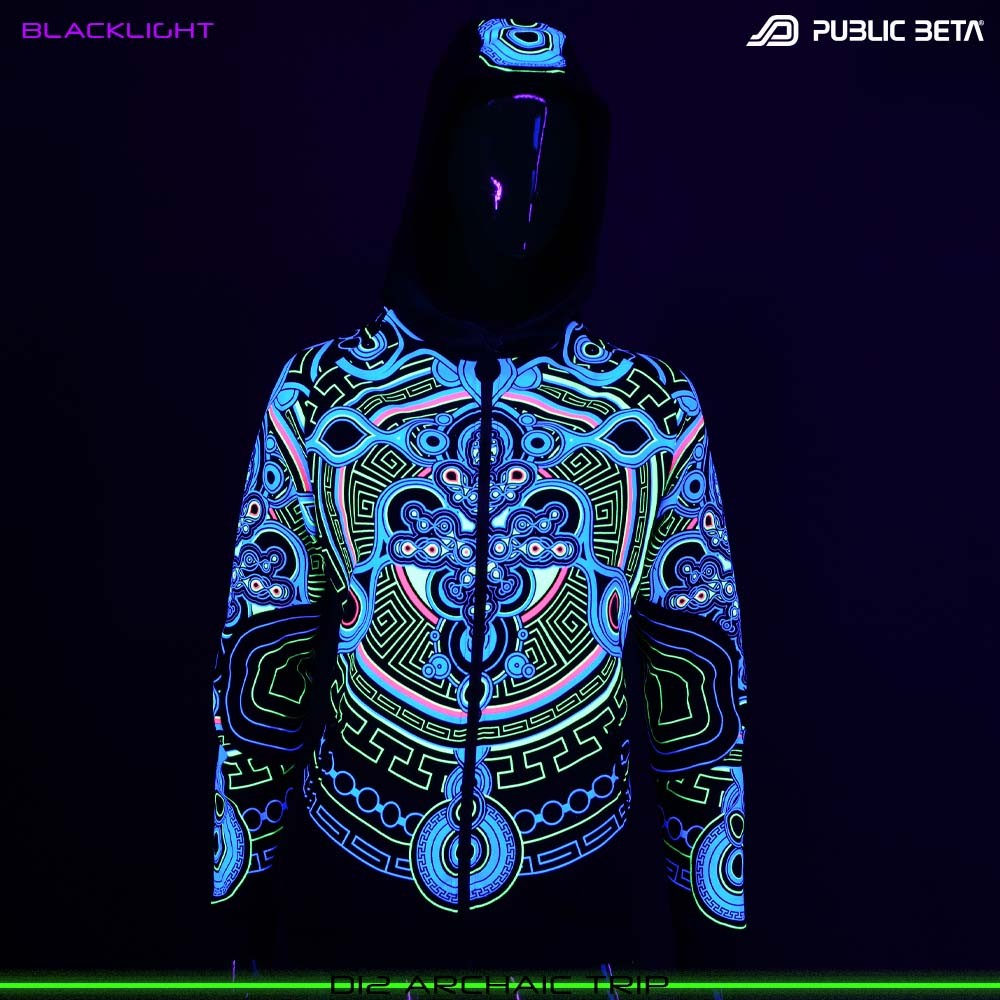 Archaic Trip D12 / Glow in Blacklight Hooded Sweater