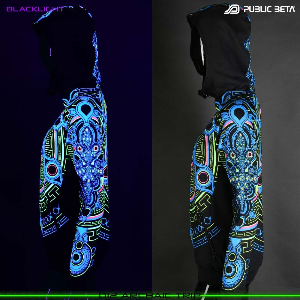Archaic Trip D12 / Glow in Blacklight Hooded Sweater