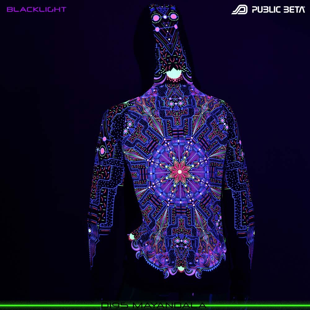 Mayan Dala Psytrance Blacklight Mandala Sweater by Public Beta Wear