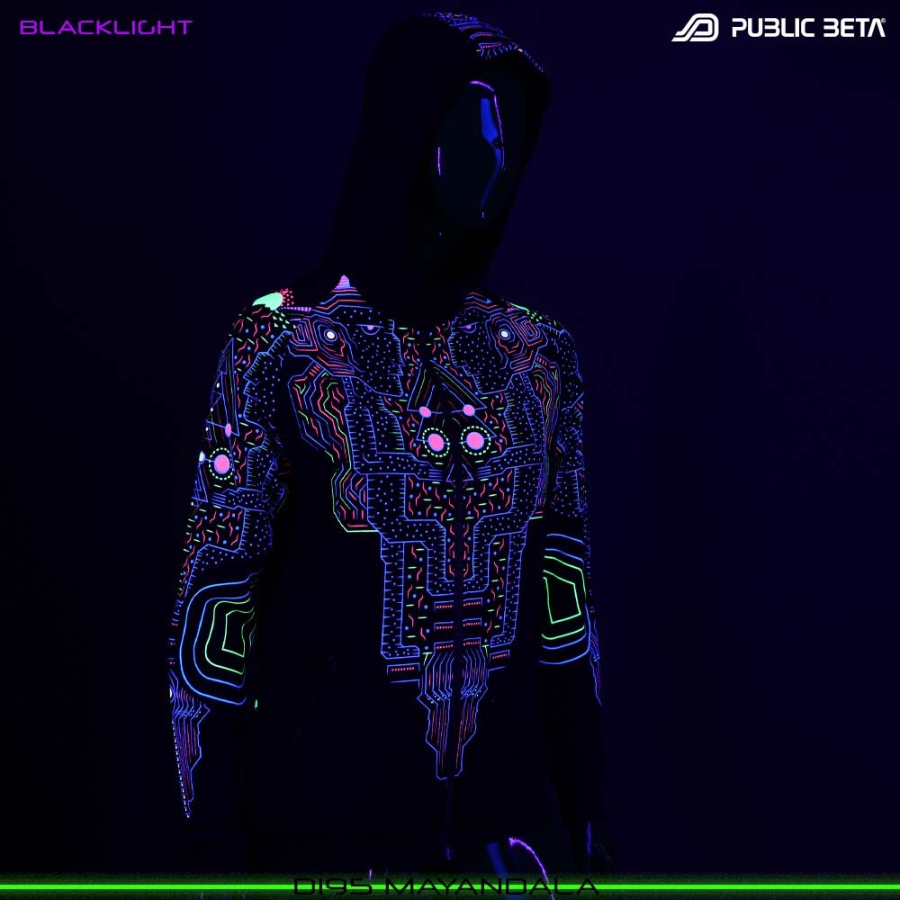 Mayan Dala Psytrance Blacklight Mandala Sweater by Public Beta Wear