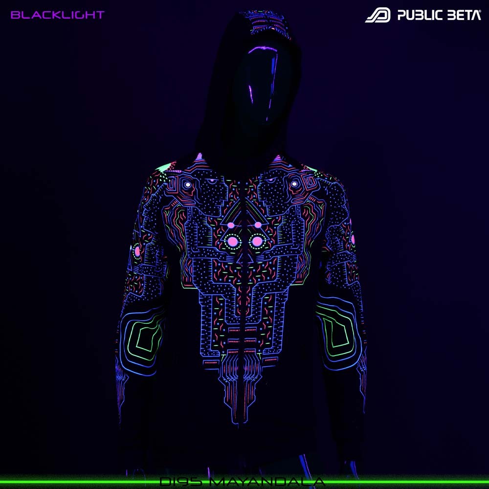 Mayan Dala Psytrance Blacklight Mandala Sweater by Public Beta Wear