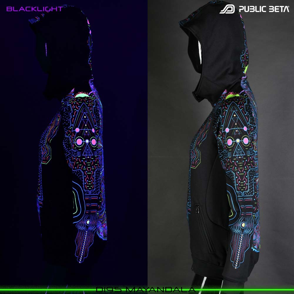 Mayan Dala Psytrance Blacklight Mandala Sweater by Public Beta Wear