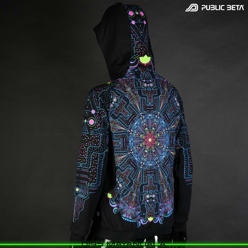 Mayan Dala Psytrance Blacklight Mandala Sweater by Public Beta Wear