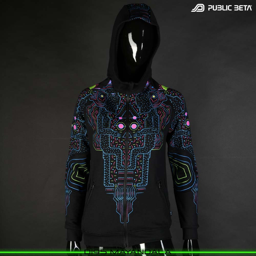 Mayan Dala Psytrance Blacklight Mandala Sweater by Public Beta Wear