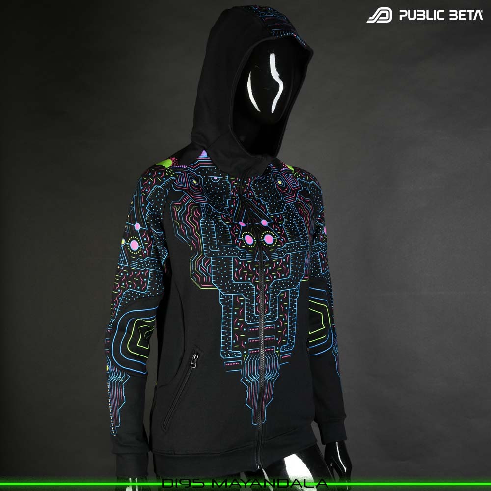 Mayan Dala Psytrance Blacklight Mandala Sweater by Public Beta Wear