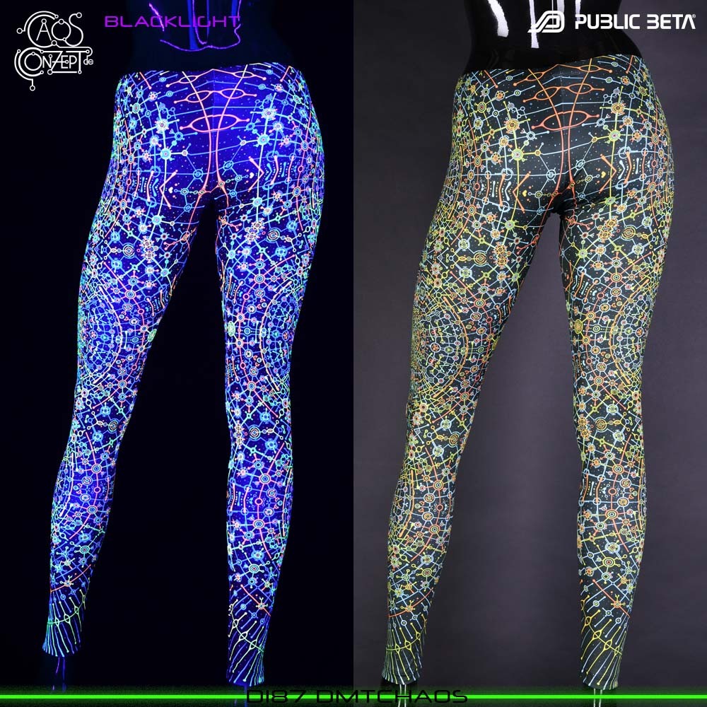 DMT Leggings by Public Beta Wear - Designed by Chaos Conzept Blacklight Psychedelic Wear