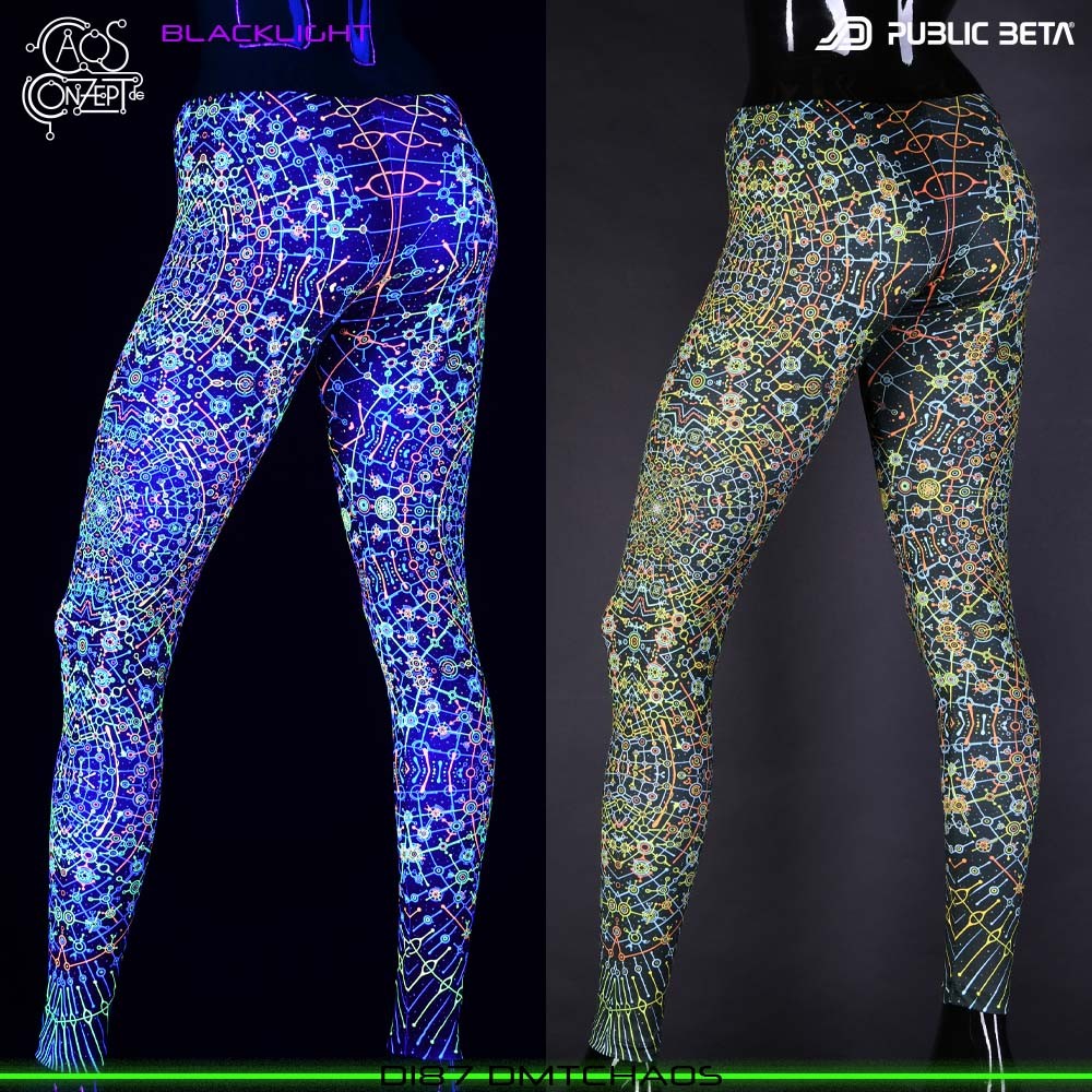 DMT Leggings by Public Beta Wear - Designed by Chaos Conzept Blacklight Psychedelic Wear