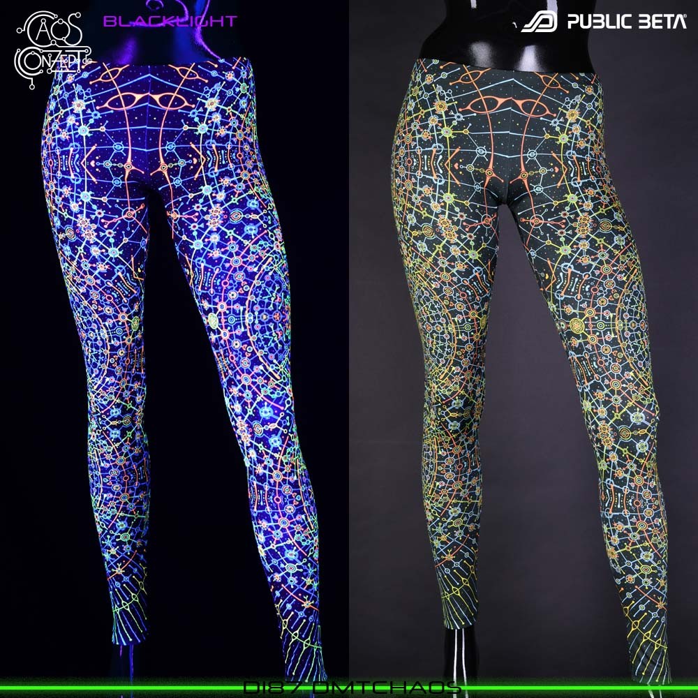 DMT Leggings by Public Beta Wear - Designed by Chaos Conzept Blacklight Psychedelic Wear