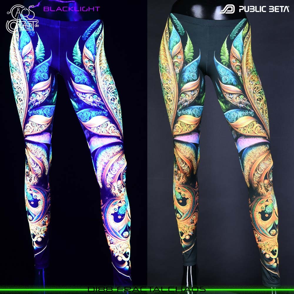Fractal : Design by Chaos Conzept Psychedelic Blacklight Art on Leggings by Public Beta Wear