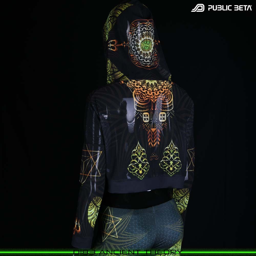 Glow in Blacklight Hooded Top. UV Active Psychedelic Top by Public Beta Wear