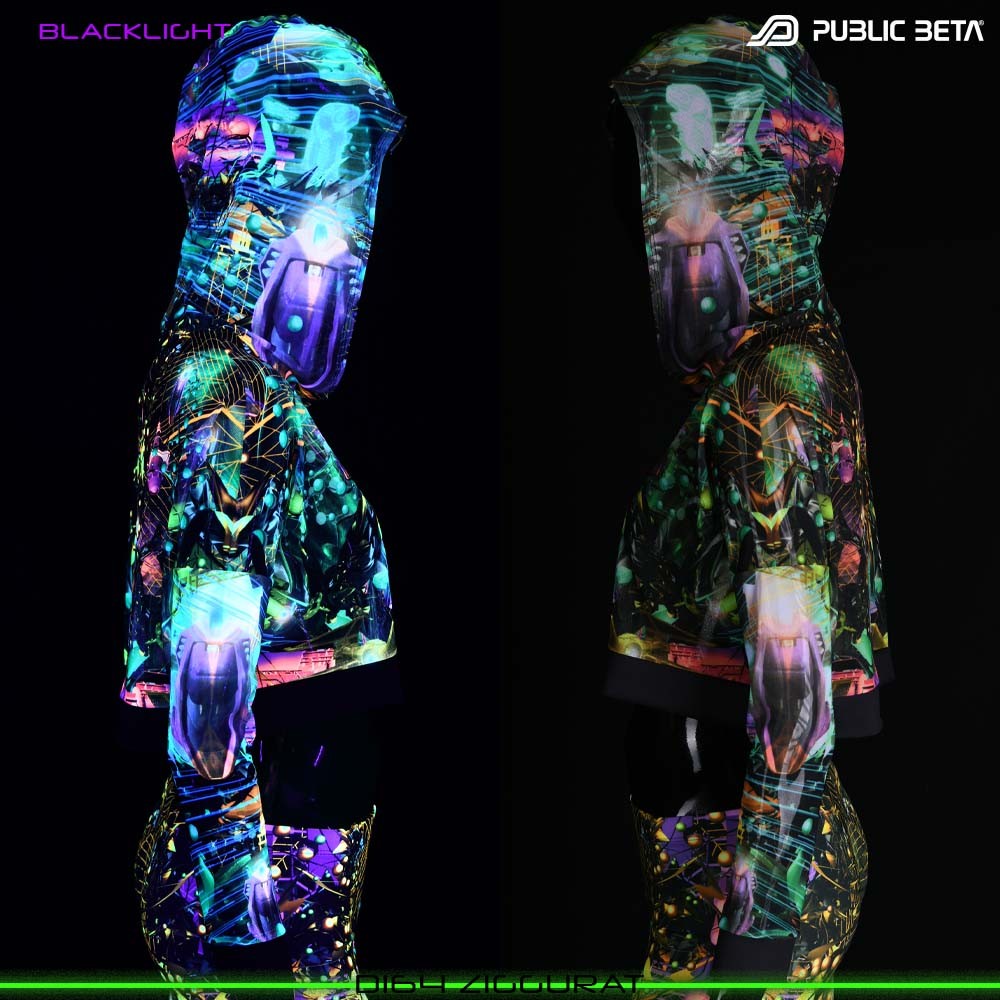 ZIGGURAT Blacklight Mesh Crop Top Psytrance Clothing by Public Beta Wear
