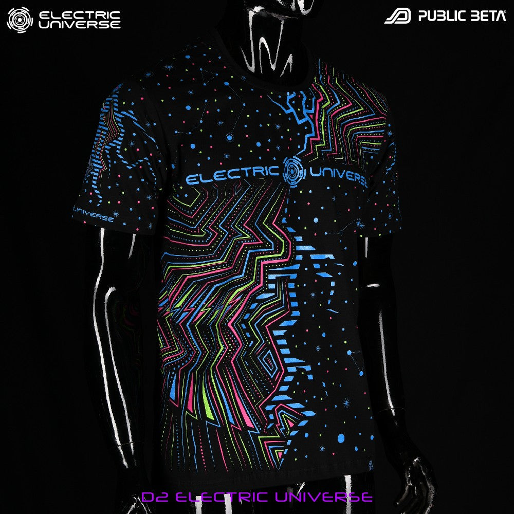 Public Beta Wear Collaboration with Electric Universe Blacklight T-Shirt Psytrance