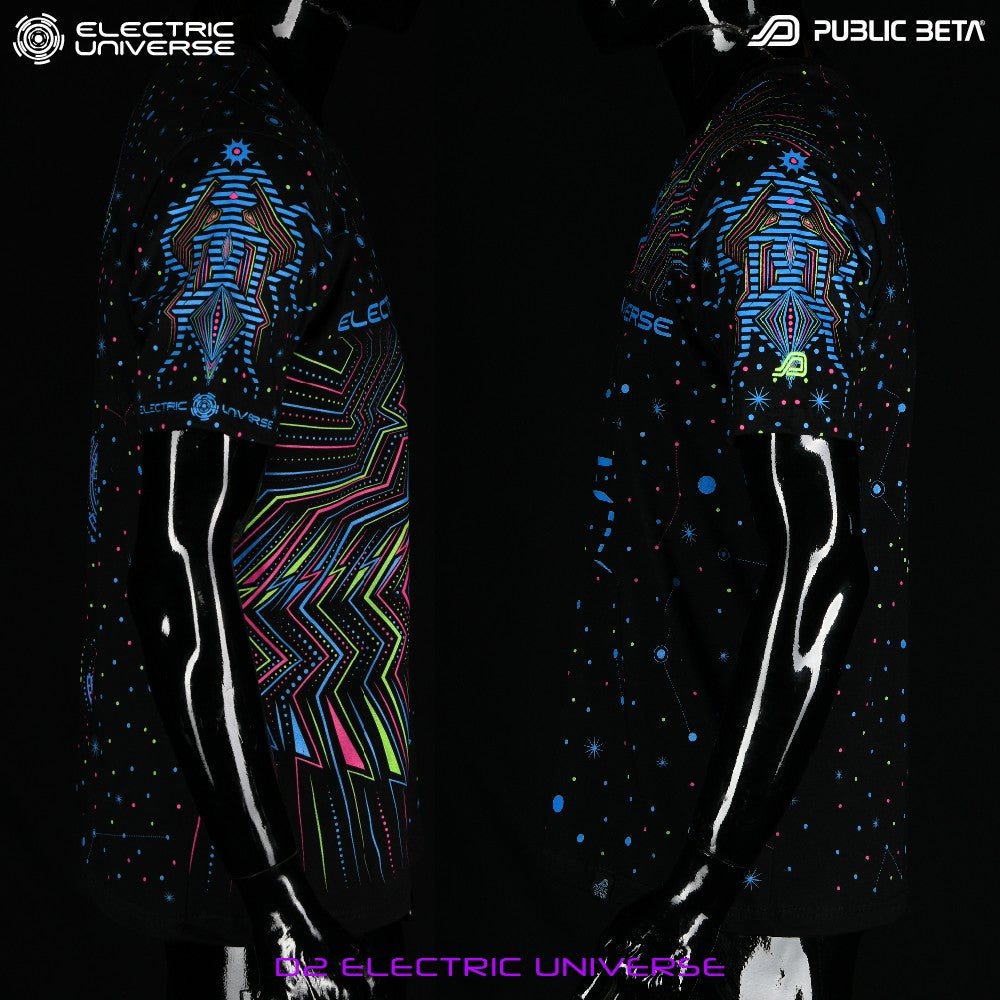 Public Beta Wear Collaboration with Electric Universe Blacklight T-Shirt Psytrance