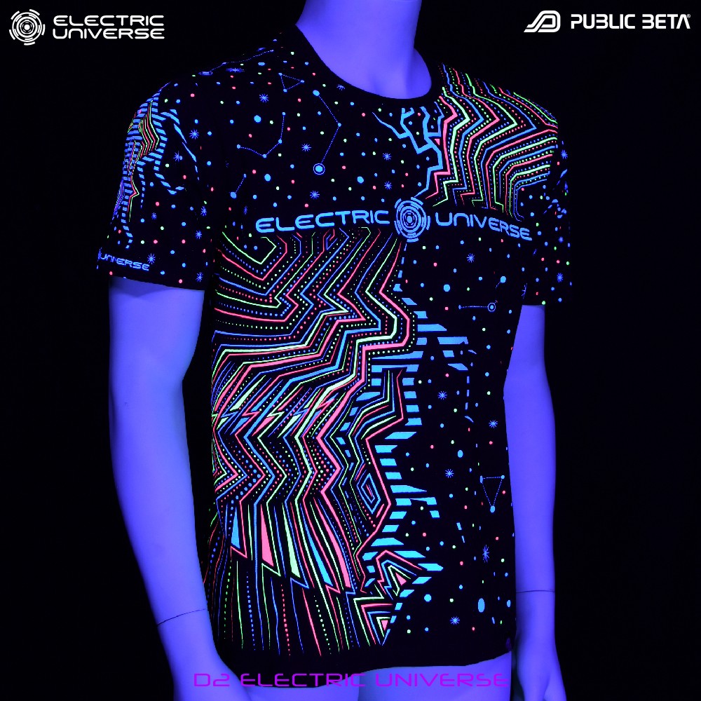 Public Beta Wear Collaboration with Electric Universe Blacklight T-Shirt Psytrance