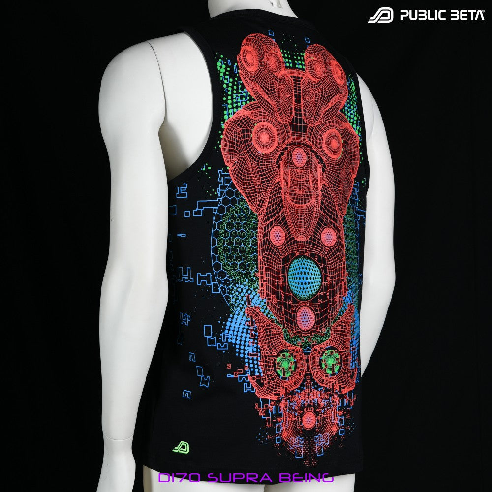 SupraBeing D170 UV Sleeveless Shirt/ Glow in Blacklight Psytrance Wear