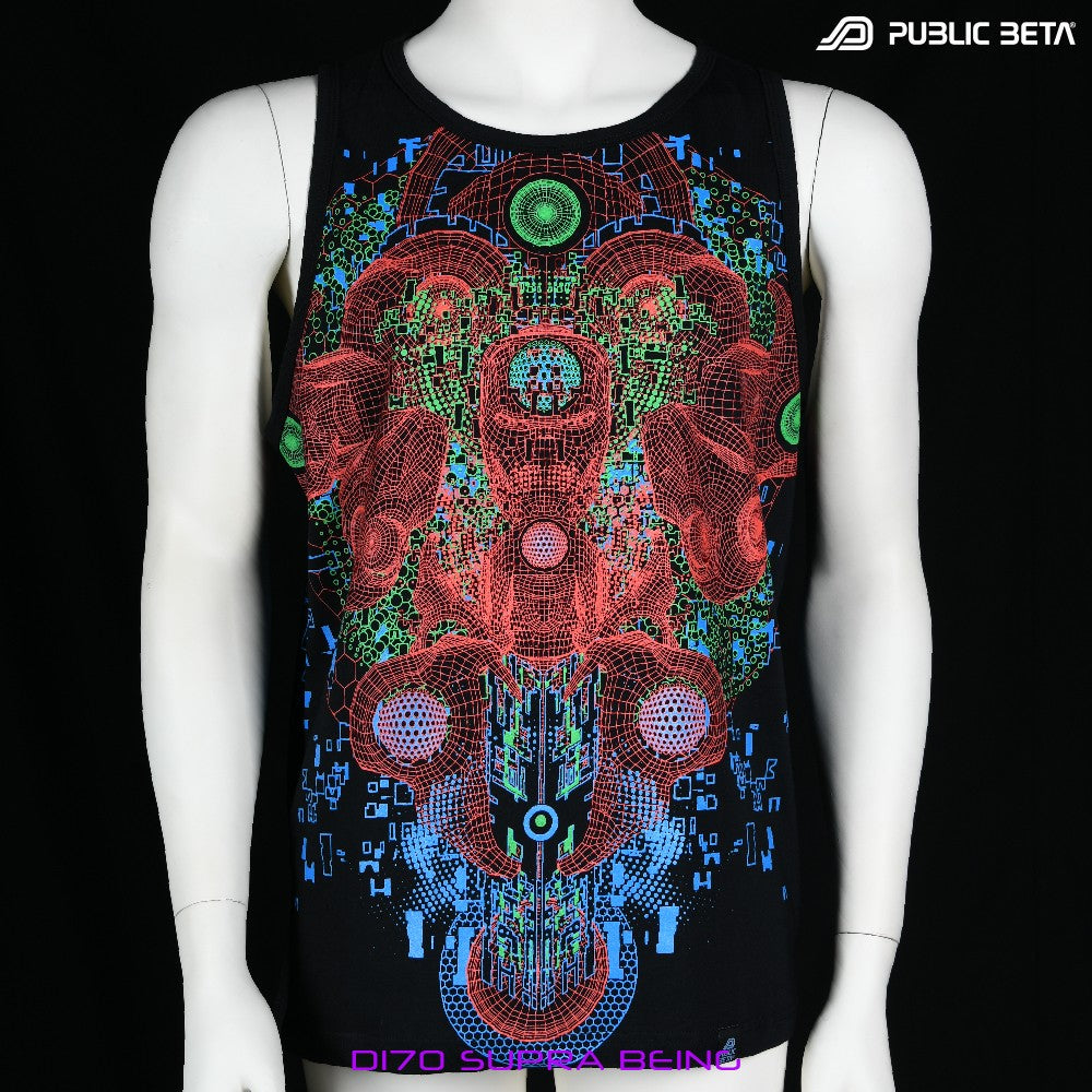 SupraBeing D170 UV Sleeveless Shirt/ Glow in Blacklight Psytrance Wear