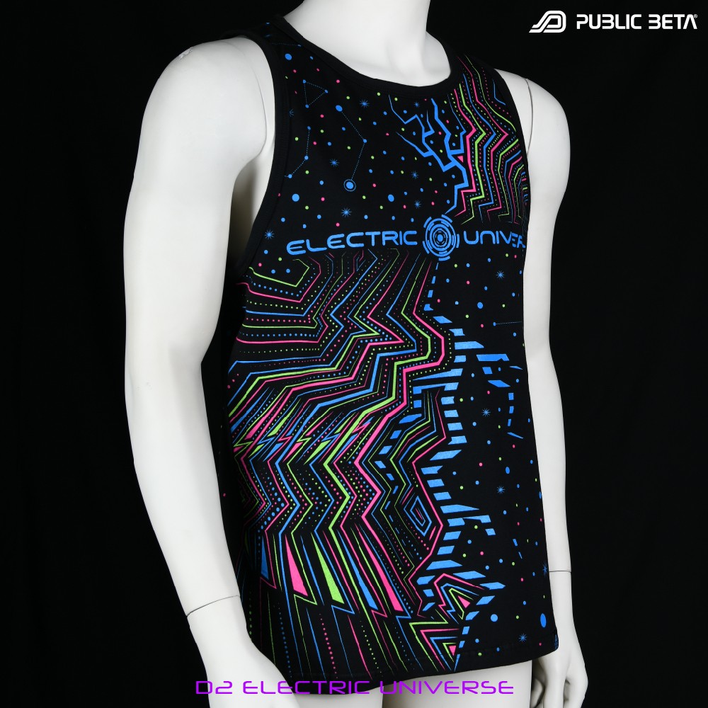 Electric Universe D02 Sleeveless Shirt / Blacklight Active Psytrance DJ T-shirt