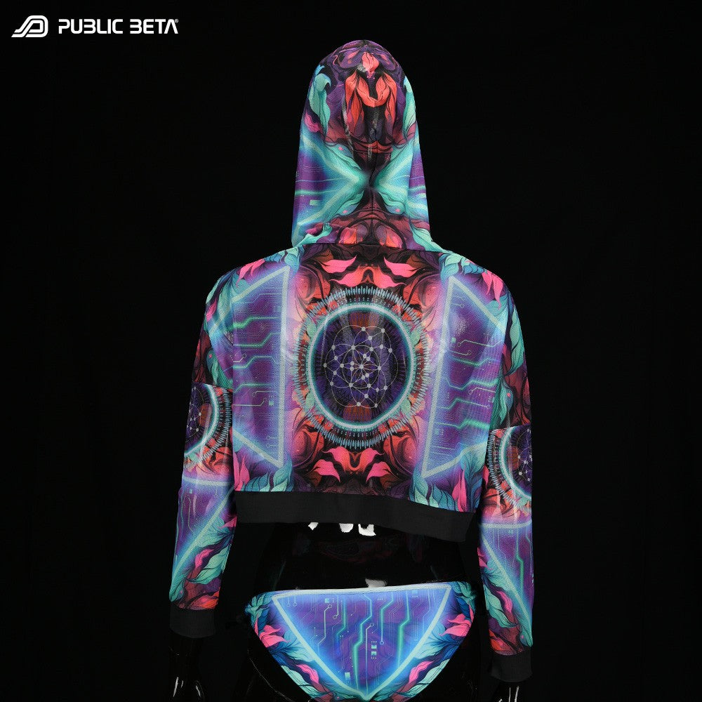 Synapse D198/Glow in Blacklight Hooded Mesh Top