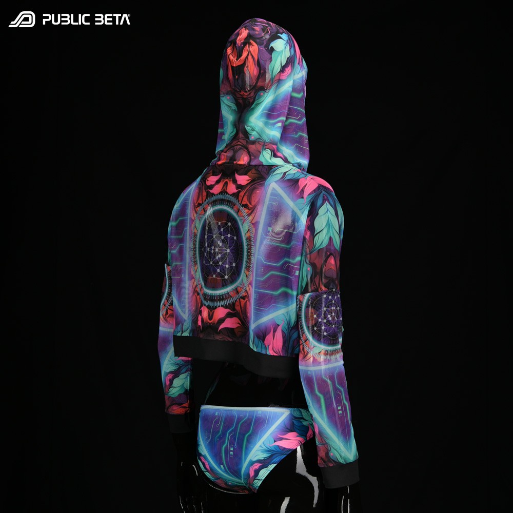 Synapse D198/Glow in Blacklight Hooded Mesh Top