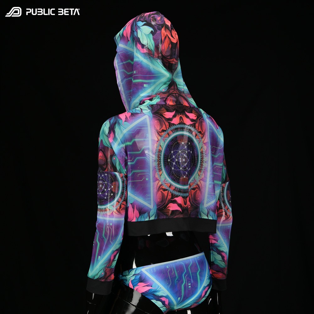 Synapse D198/Glow in Blacklight Hooded Mesh Top