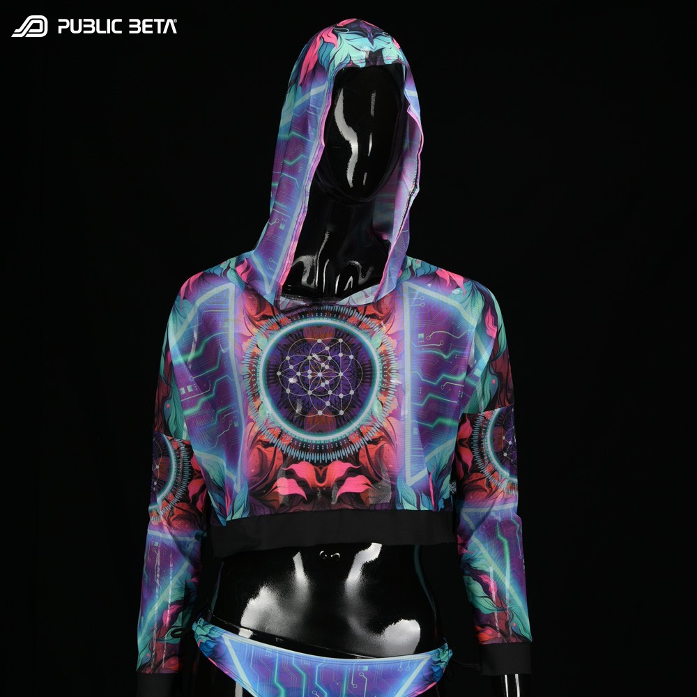 Synapse D198/Glow in Blacklight Hooded Mesh Top