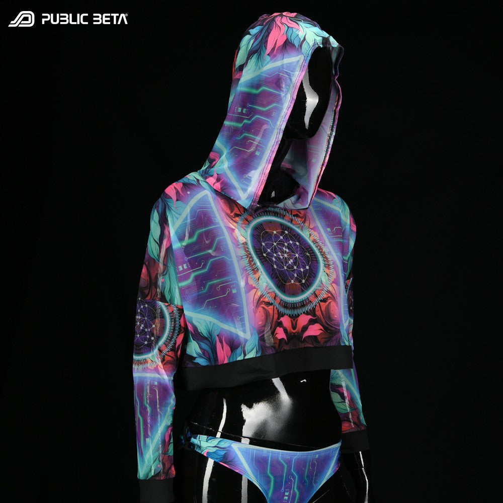Synapse D198/Glow in Blacklight Hooded Mesh Top