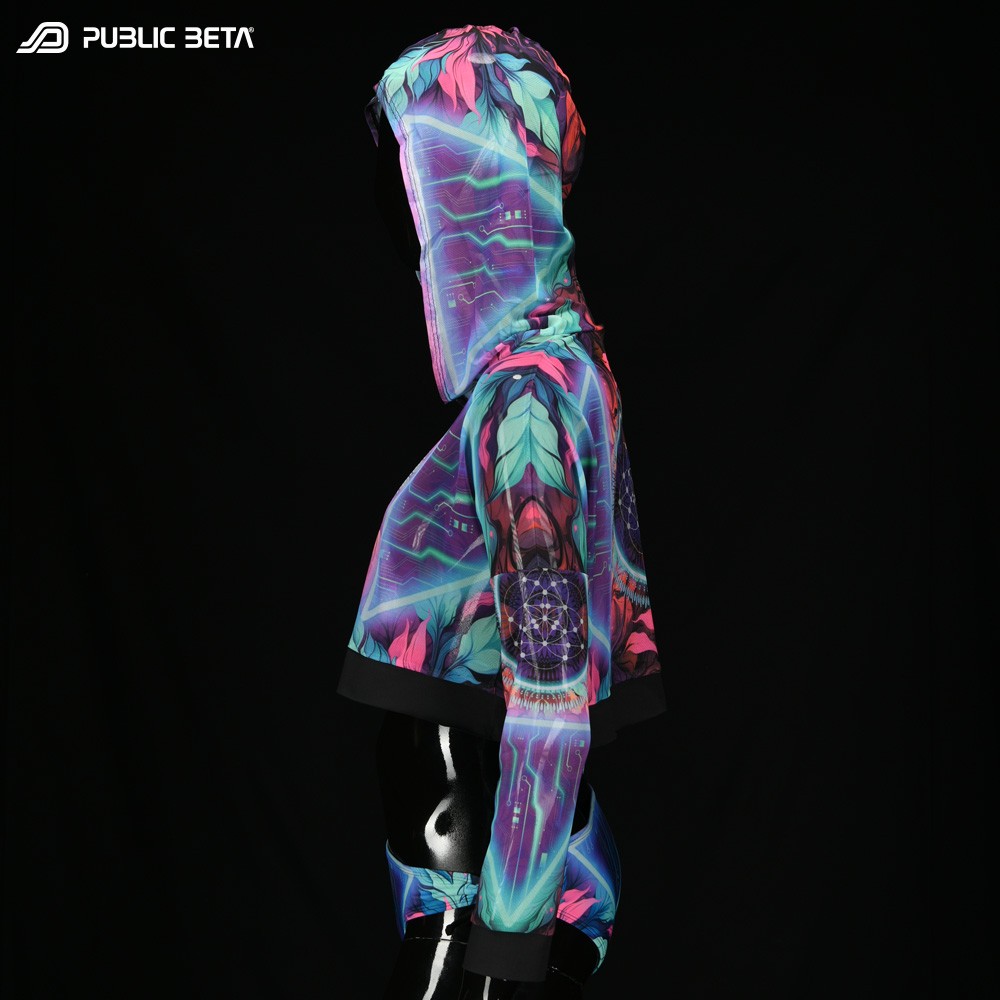 Synapse D198/Glow in Blacklight Hooded Mesh Top