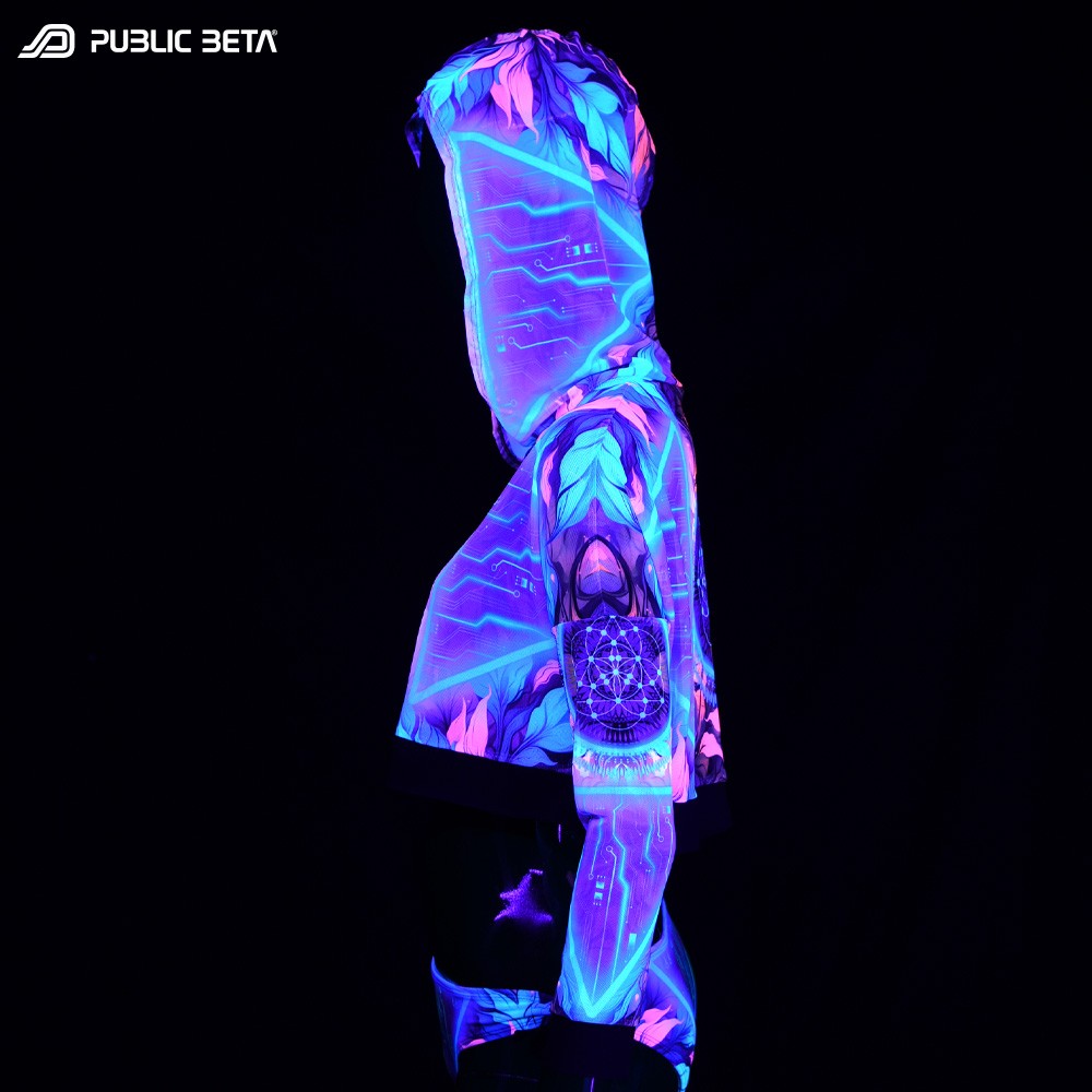 Synapse D198/Glow in Blacklight Hooded Mesh Top