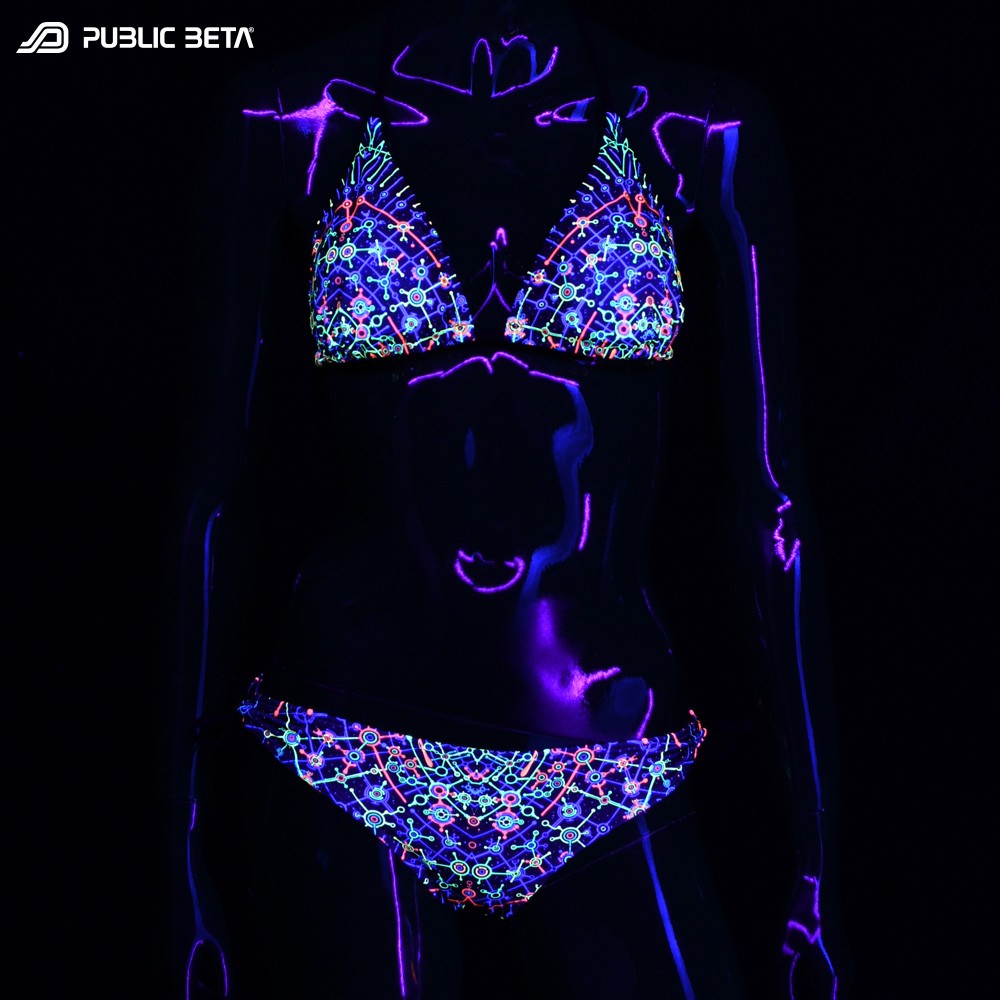 Blacklight Art Printed Bikini Set